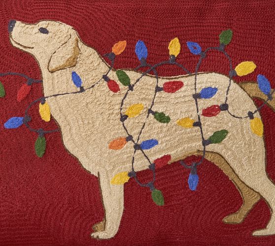 Dog With Tangled Lights Outdoor Throw Pillow Pottery Barn