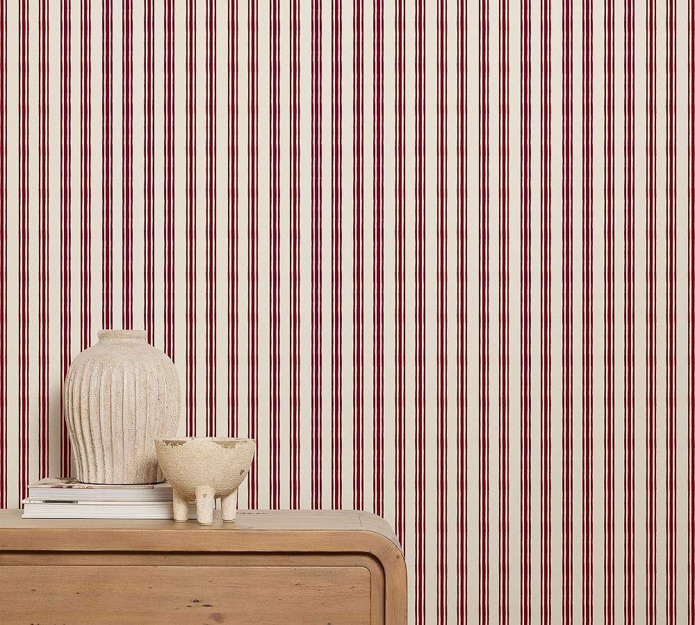 Classic Stripe Wallpaper in Pastel Pink  I Love Wallpaper