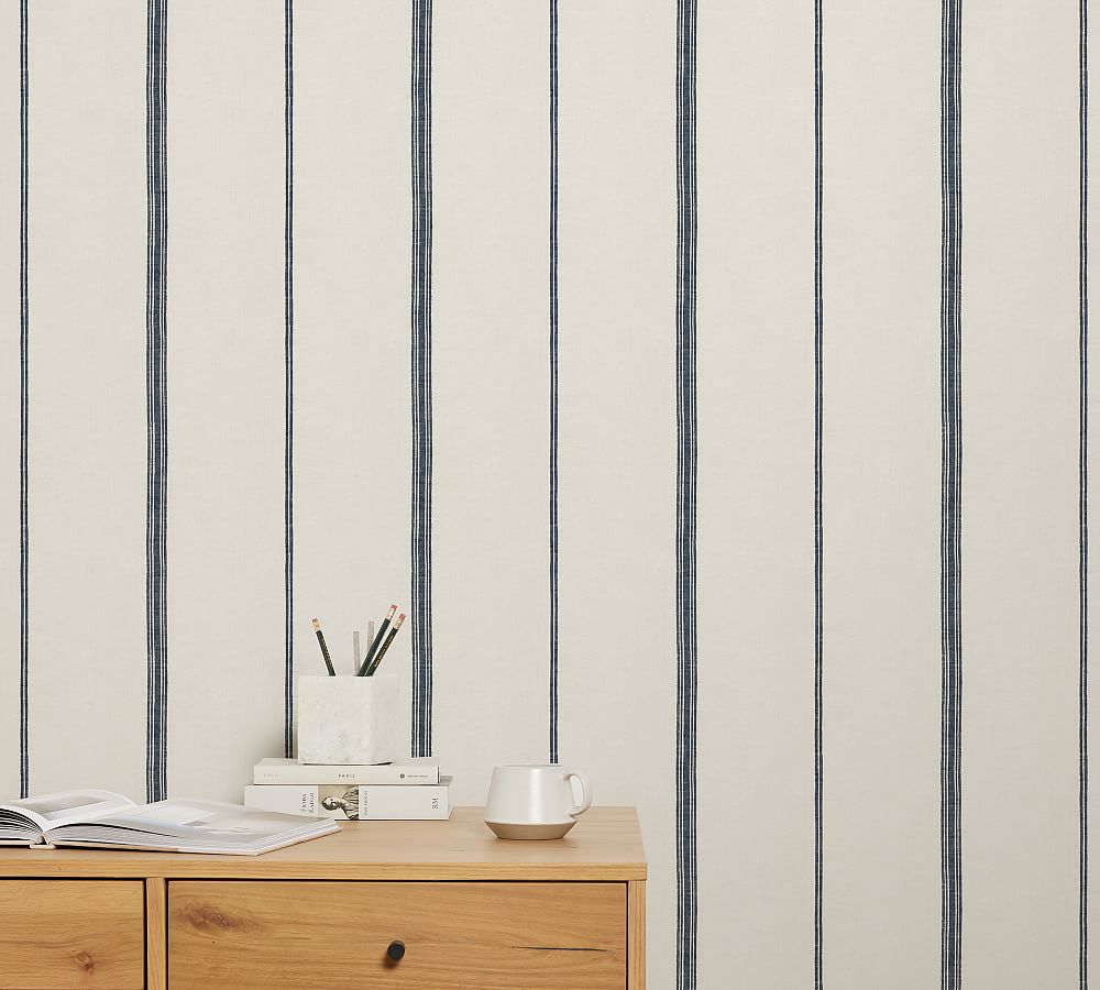 Blue Vertical Stripe Nursery Wallpaper Design Ideas