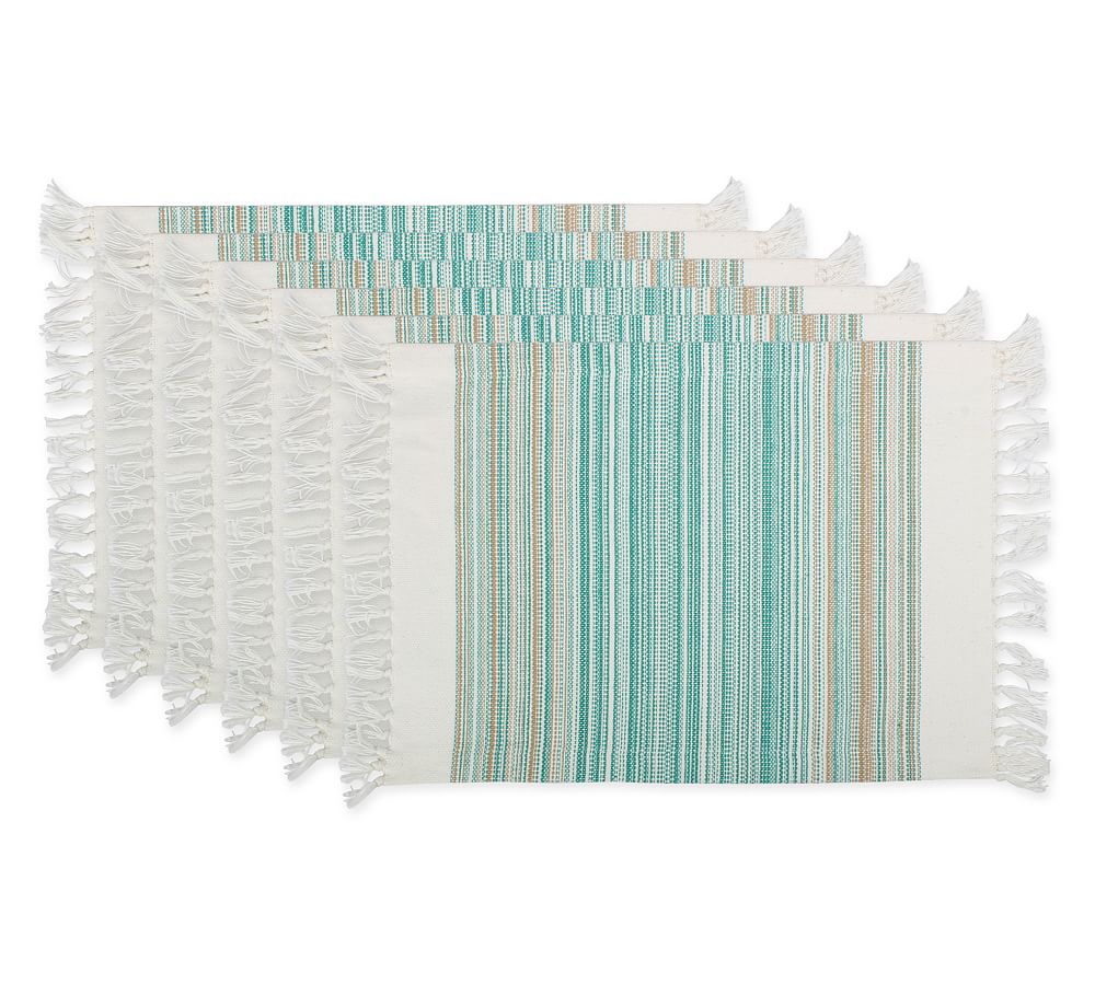 Striped Cotton Fringe Placemats Set of 6 Pottery Barn