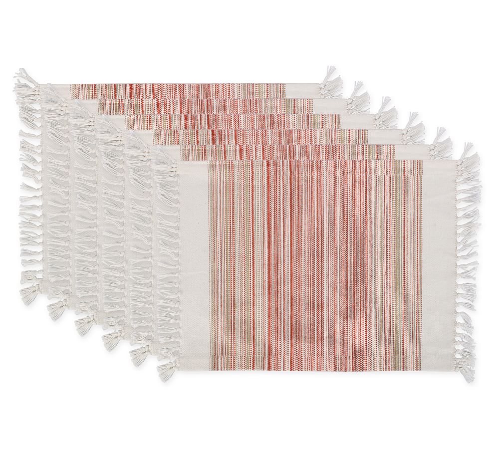 Striped Cotton Fringe Placemats Set of 6 Pottery Barn