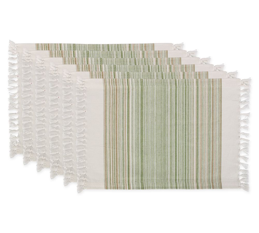 Striped Cotton Fringe Placemats Set of 6 Pottery Barn