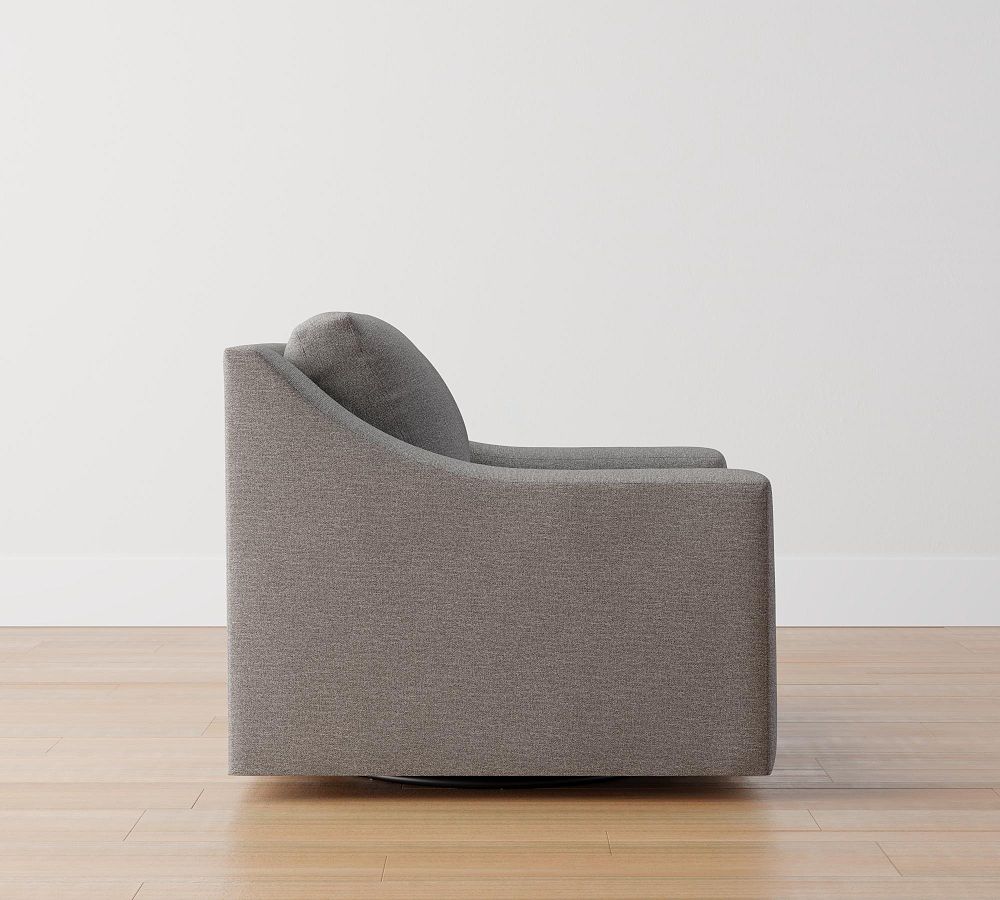 York Slope Arm Upholstered Swivel Armchair Pottery Barn