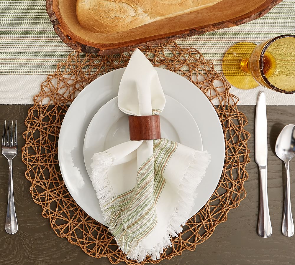 Striped Cotton Fringe Napkins Set of 6 Pottery Barn
