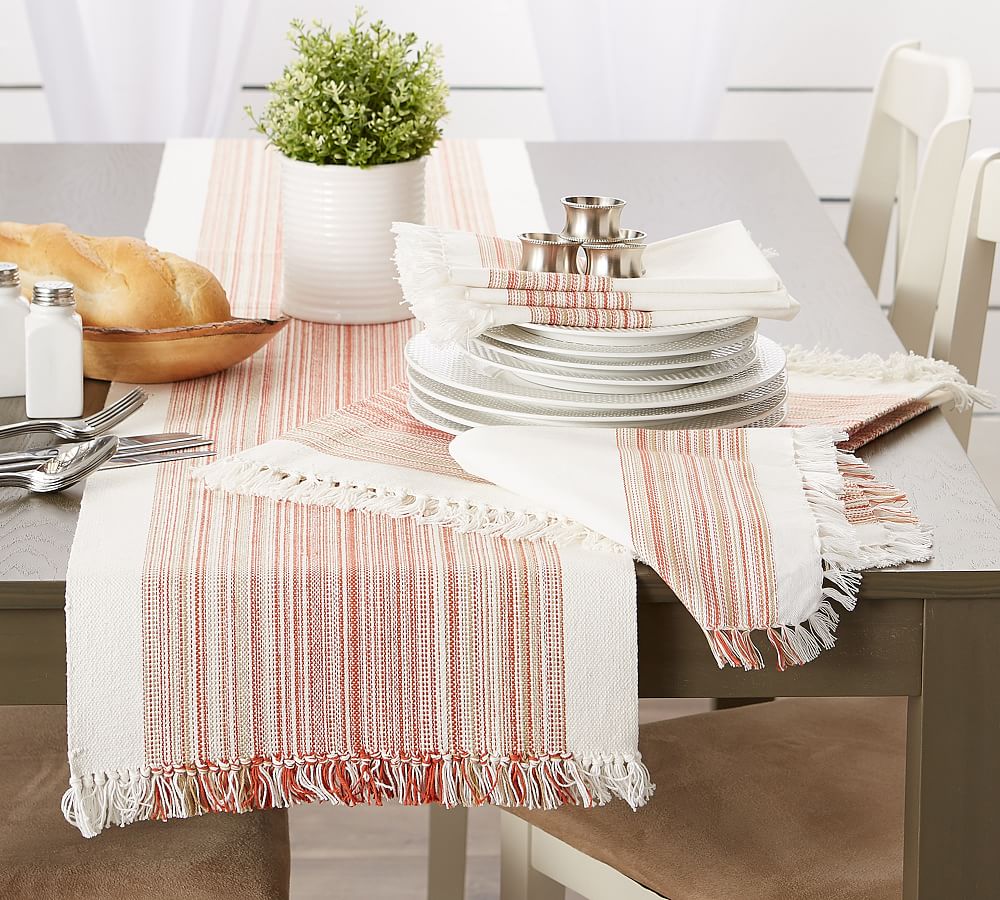 Striped Cotton Fringe Placemats Set of 6 Pottery Barn
