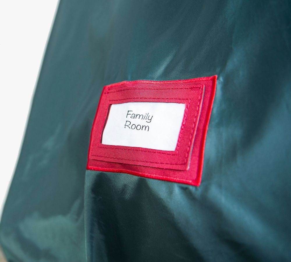 Decorated Upright Tree Storage Bag with Rolling Tree Stand Pottery Barn