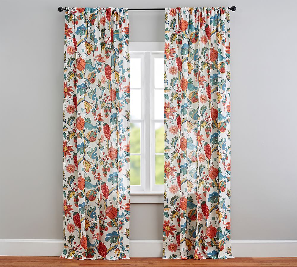 Serafina Print Linen/Cotton Rod Pocket Curtain Pottery Barn
