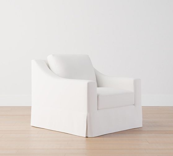 York Slope Arm Slipcovered Swivel Armchair Pottery Barn