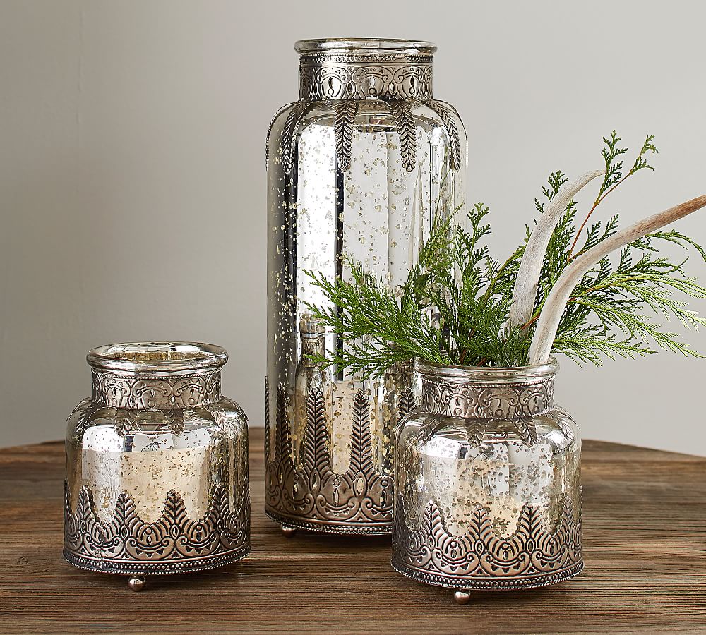 Madeline Mercury Glass and Metal Vases Pottery Barn