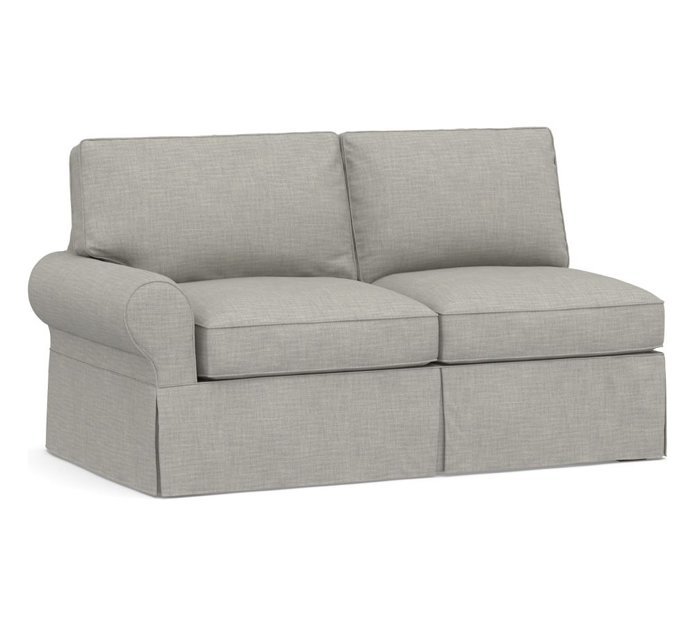 PB Basic Leftarm Loveseat Slipcover, Premium Performance Basketweave