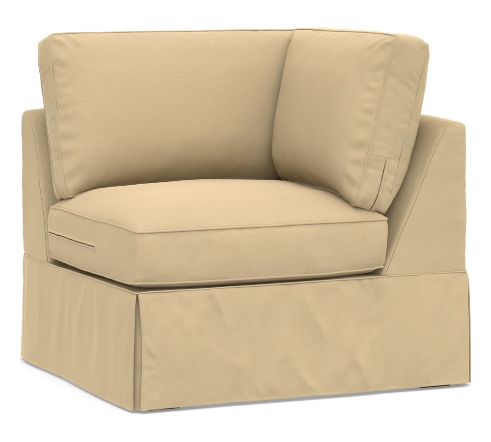 PB Basic Corner Slipcover, Performance everydaysuede™ Oat Pottery Barn