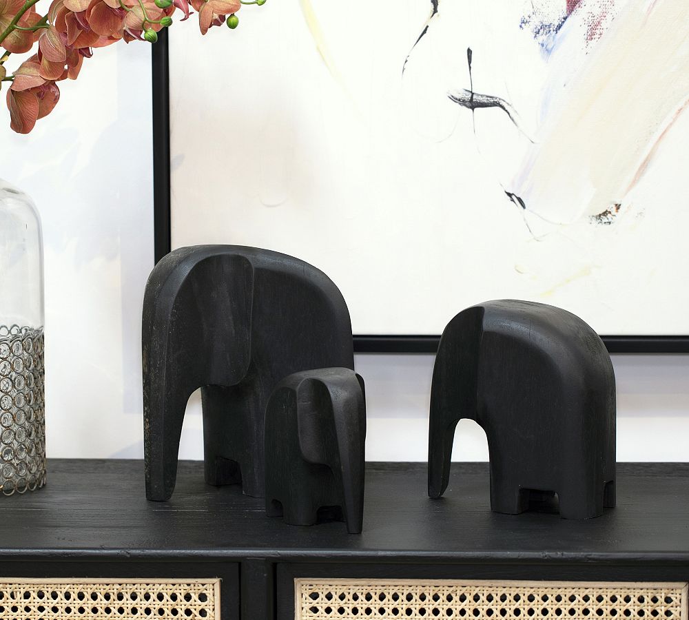 HandCarved Reclaimed Wood Elephants Set of 3 Pottery Barn