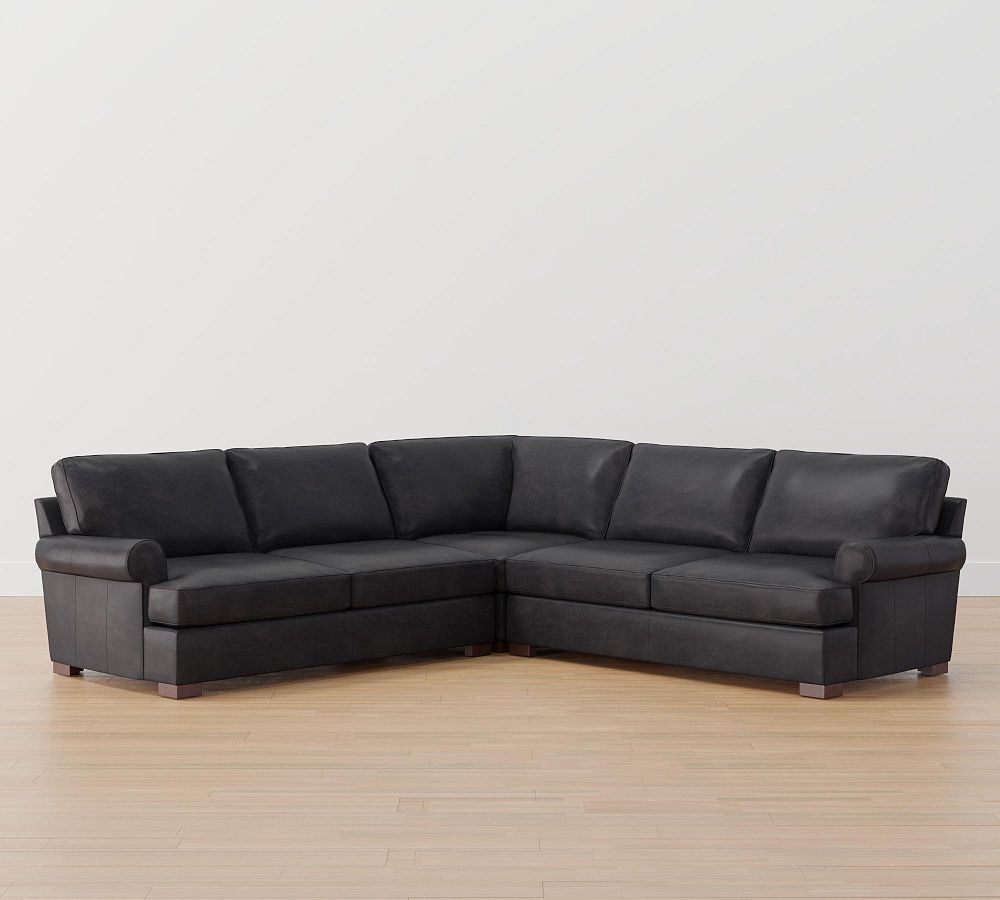 Townsend Roll Arm Leather 3Piece LSectional Pottery Barn