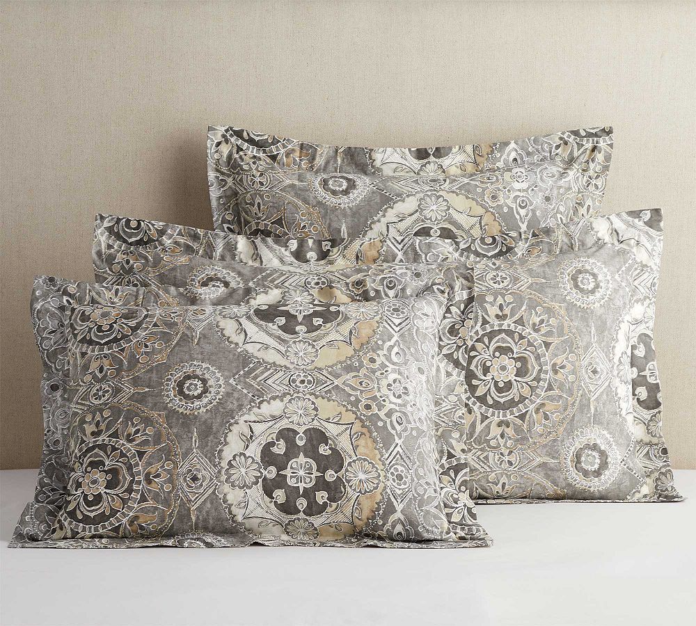 Jacquelyn Medallion Organic Sateen Shams Pottery Barn