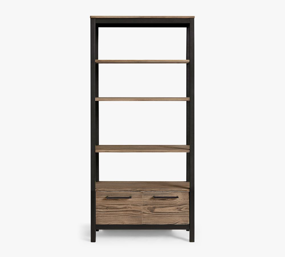 Thorndale Reclaimed Wood Open Bookcase with Drawers Pottery Barn