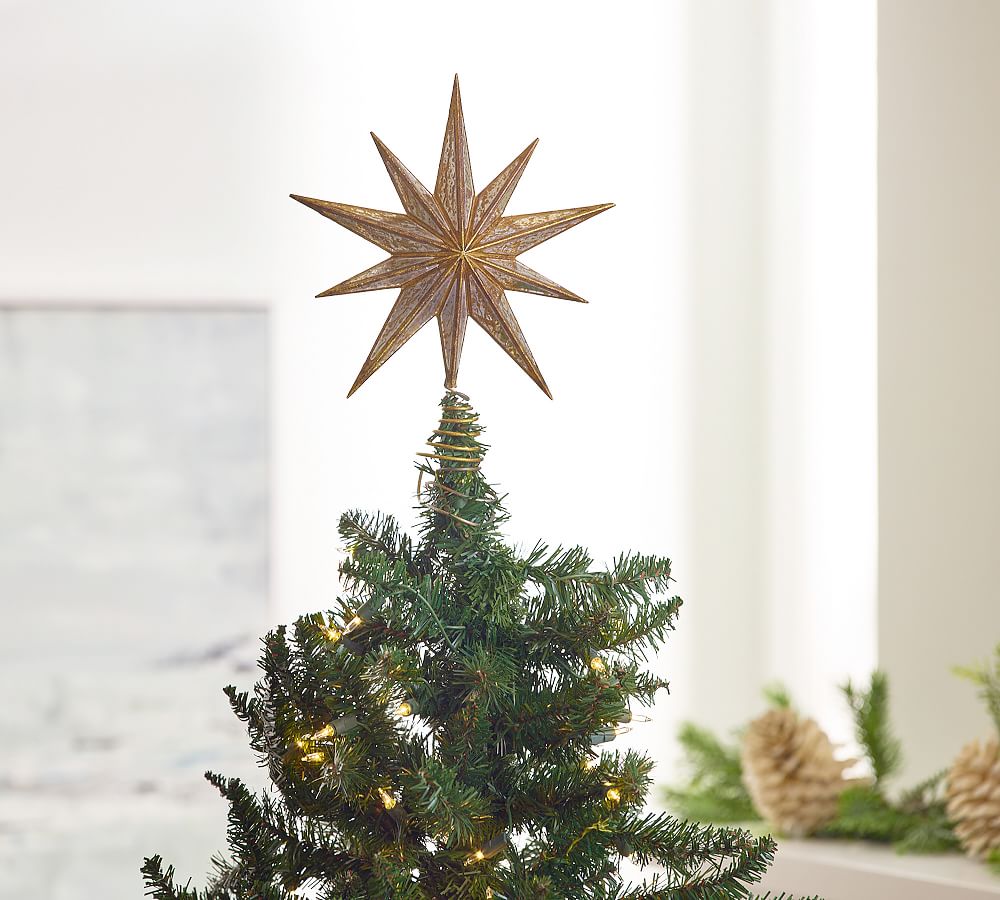 Gold Mirrored Star Christmas Tree Topper | Pottery Barn