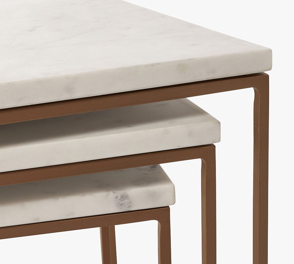 Pepper Marble Square Nesting Tables Pottery Barn