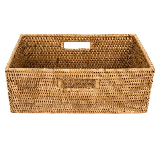 Tava Handwoven Rattan Rectangular Shelf Basket | Pottery Barn