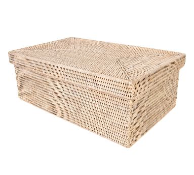 Tava Handwoven Rattan Rectangular Storage Box With Lid | Pottery Barn