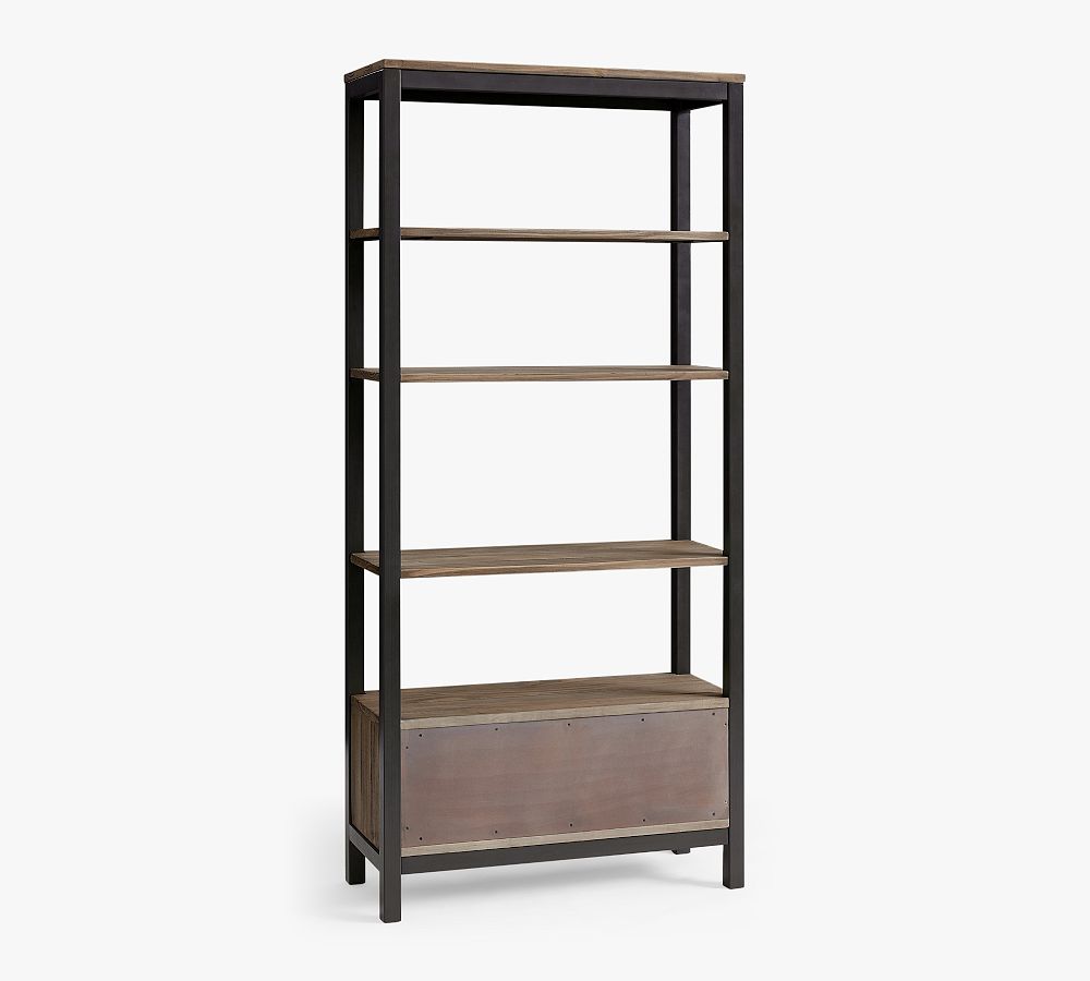 Thorndale Reclaimed Wood Open Bookcase with Drawers Pottery Barn