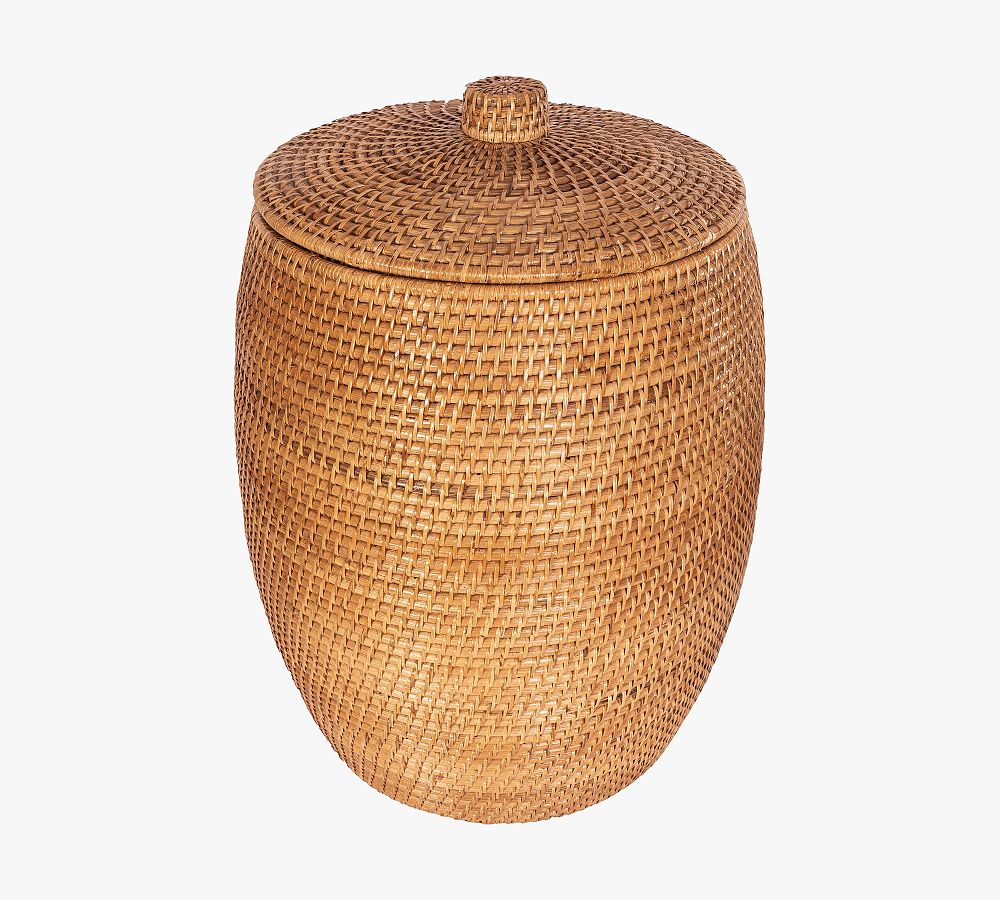 Tava Rattan Beehive Laundry Hamper with Lid | Pottery Barn