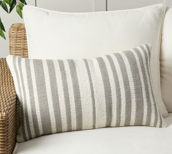 Classic Striped Handwoven Outdoor Lumbar Throw Pillow Pottery Barn
