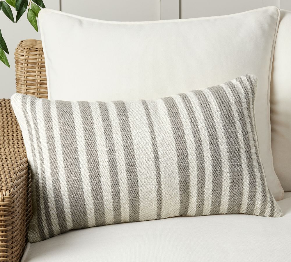 Classic Striped Handwoven Outdoor Lumbar Throw Pillow Pottery Barn