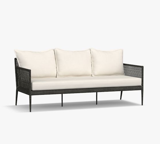 Cammeray AllWeather Wicker 75" Sofa, Black Pottery Barn