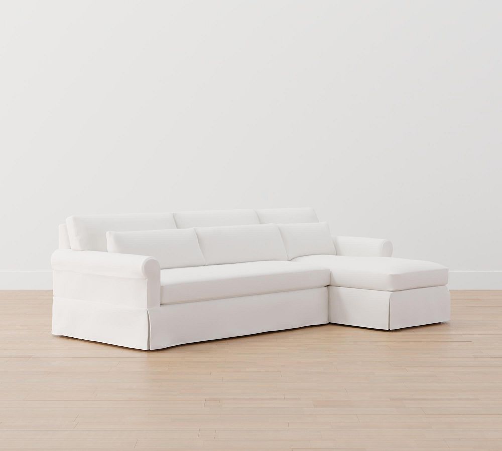 York Roll Arm Deep Seat Slipcovered Chaise Sofa Sectional Pottery Barn