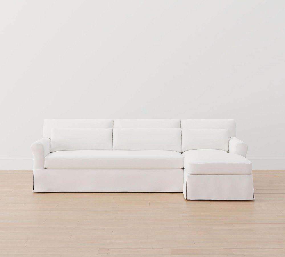 York Roll Arm Deep Seat Slipcovered Chaise Sofa Sectional Pottery Barn