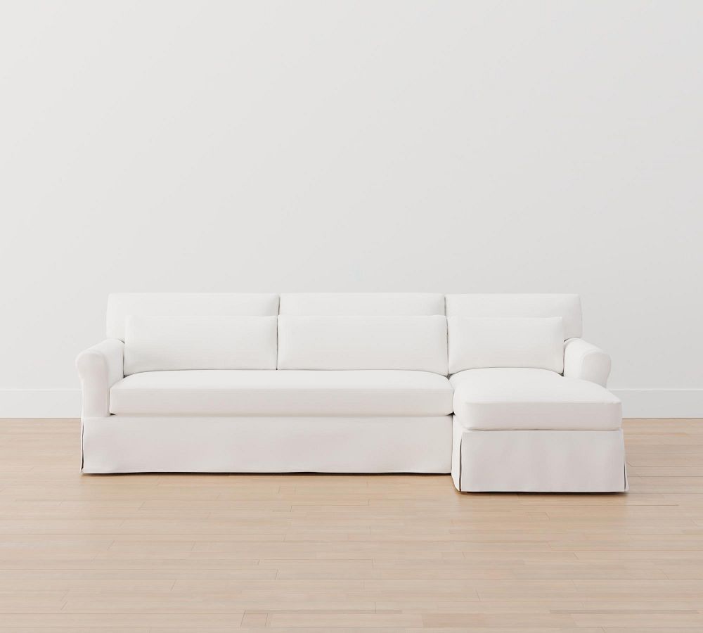 York Roll Arm Deep Seat Slipcovered Chaise Sofa Sectional Pottery Barn