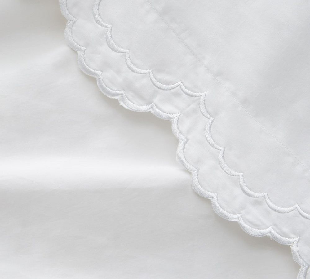 Maci Double Scalloped Percale Embroidered Sham - Set of 2 | Pottery Barn