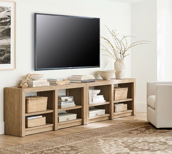 Small Bookcase Console Dillon Long Low Console Bookcase | Pottery Barn
