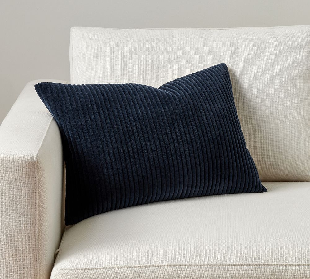 Quilted Velvet Lumbar Throw Pillow Pottery Barn