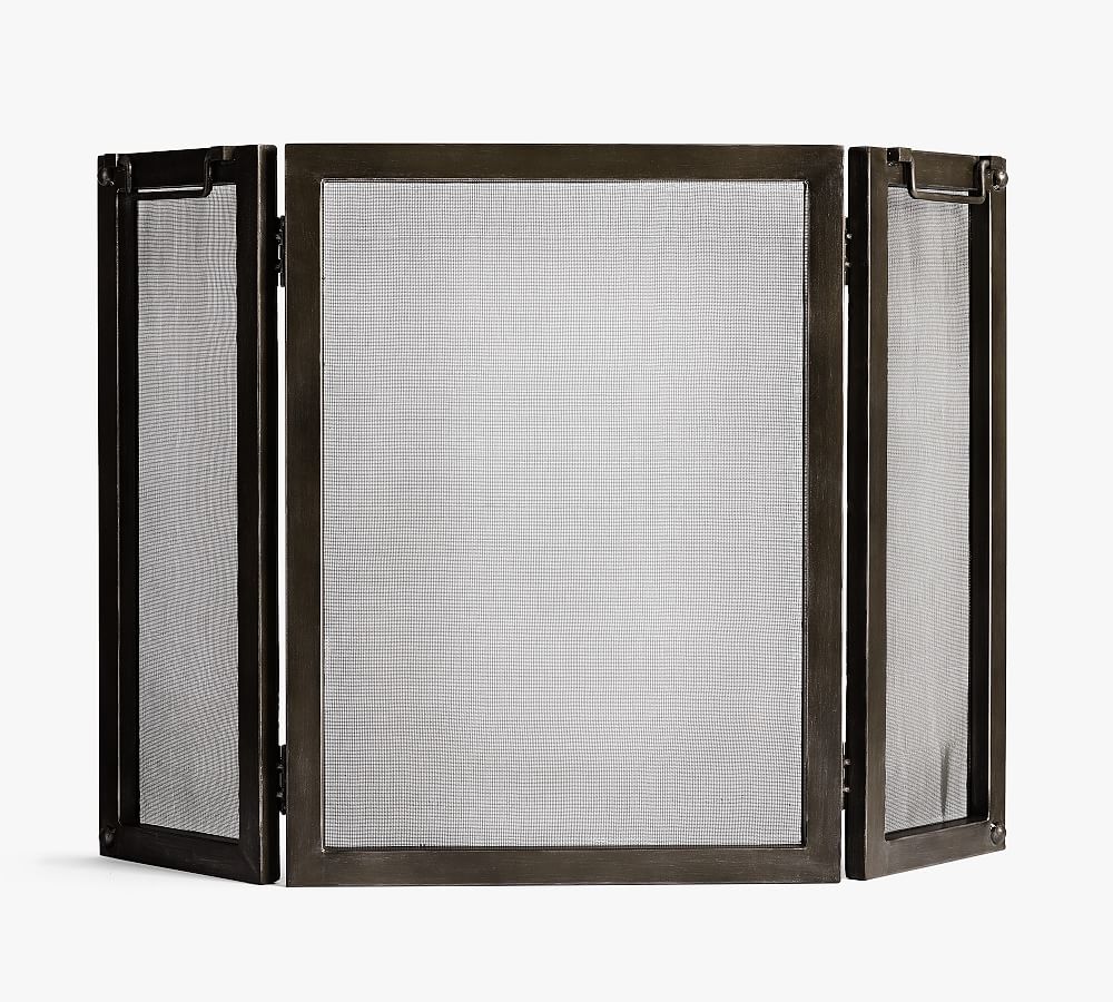 Industrial 48" 3-Panel Fireplace Screen