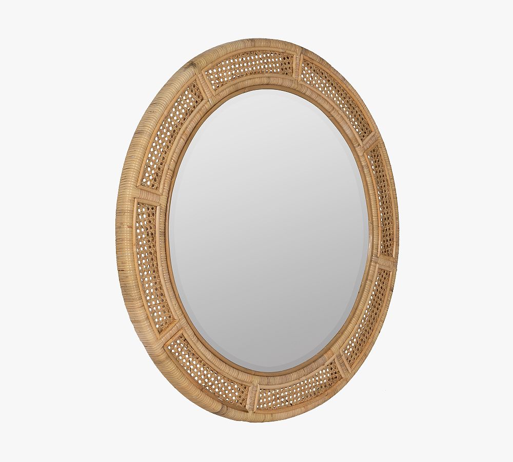 Ash Rattan Round Wall Mirror 36" Pottery Barn