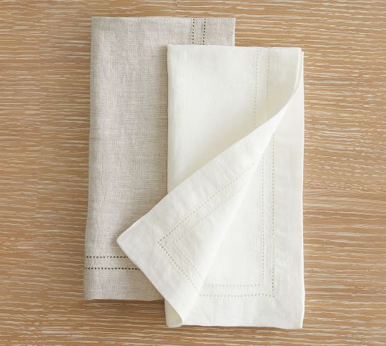 Double Hemstitch Linen Napkins - Set of 4 | Pottery Barn