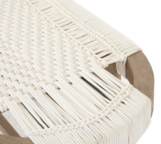 Keiko Teak Woven Outdoor Bench | Pottery Barn