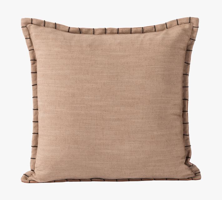 Burlap Monogram Chevron Accent Pillow