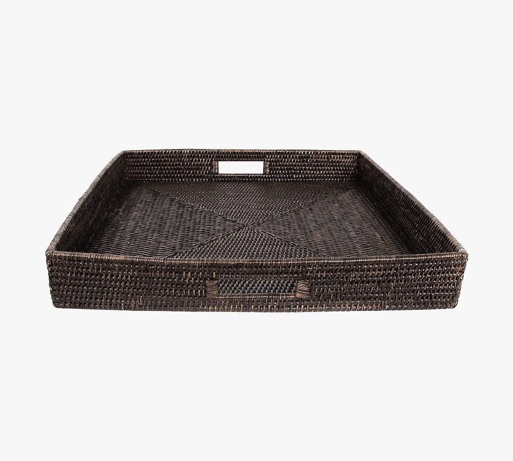 Tava Handwoven Rattan Square Serving Tray Pottery Barn