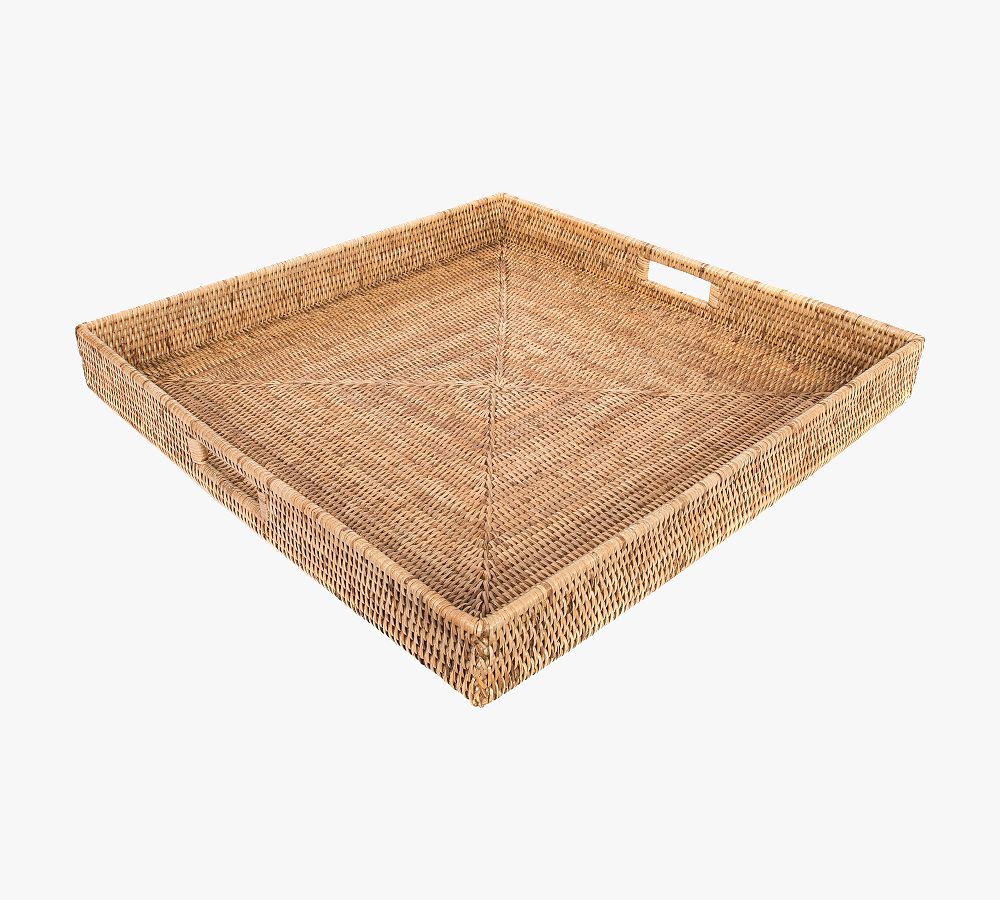 Tava Handwoven Rattan Square Serving Tray Pottery Barn