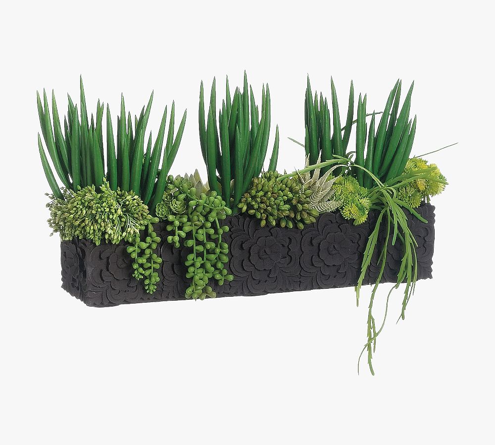 Faux Potted Agave Succulent Arrangement in Clay Pot Pottery Barn