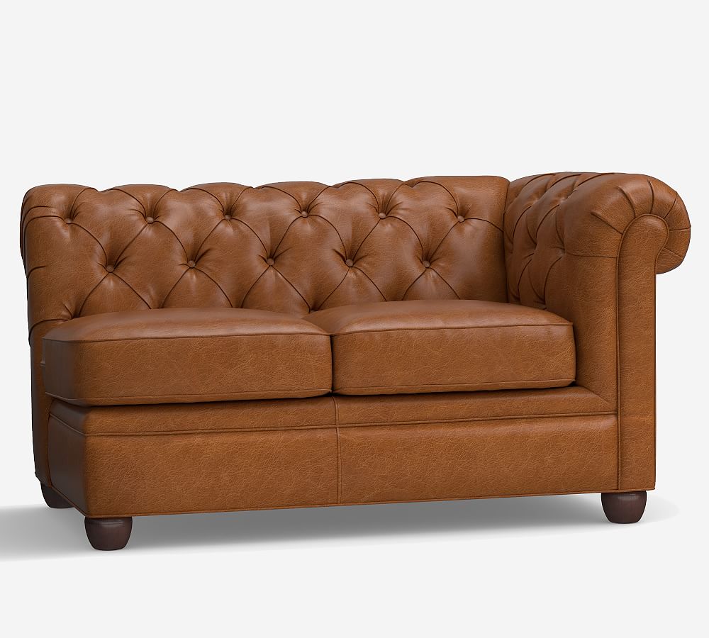 Build Your Own Chesterfield Roll Arm Leather Sectional Pottery Barn