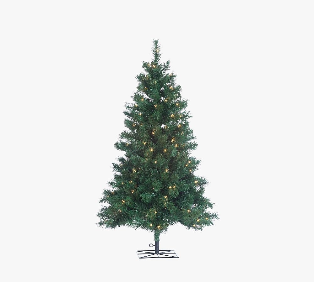 Lit Flocked Layered Spruce Faux Christmas Trees