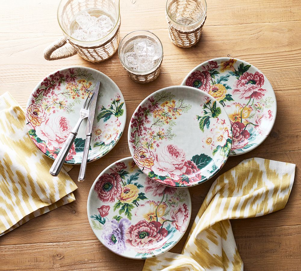 Meadow Floral Stoneware Salad Plates - Set of 4 | Pottery Barn