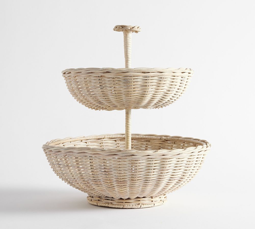 Handwoven Wicker Tiered Stand