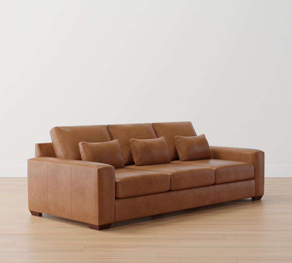 Big Sur Square Arm Deep Seat Leather Sofa | Pottery Barn