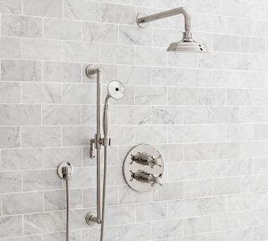 Sussex Cross Handle Thermostatic Shower Set with Handshower | Pottery Barn