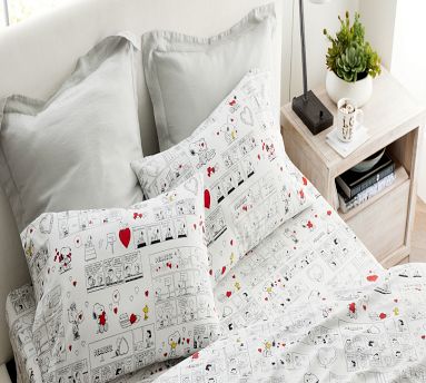 Peanuts™ Love Organic Percale Pillowcases - Set of 2 | Pottery Barn