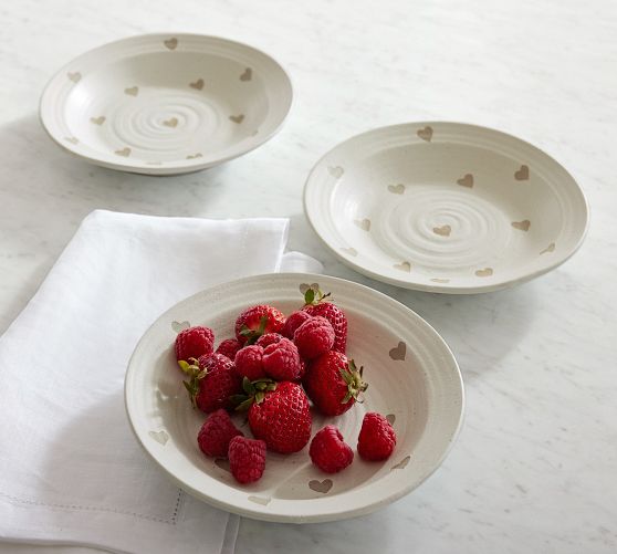 Farmstead Hearts Stoneware Appetizer Plates Set of 4 Pottery Barn